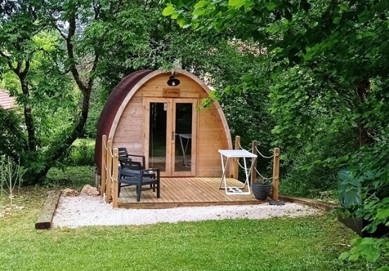 Pods for rent at Le Bel Air campsite in the Lot