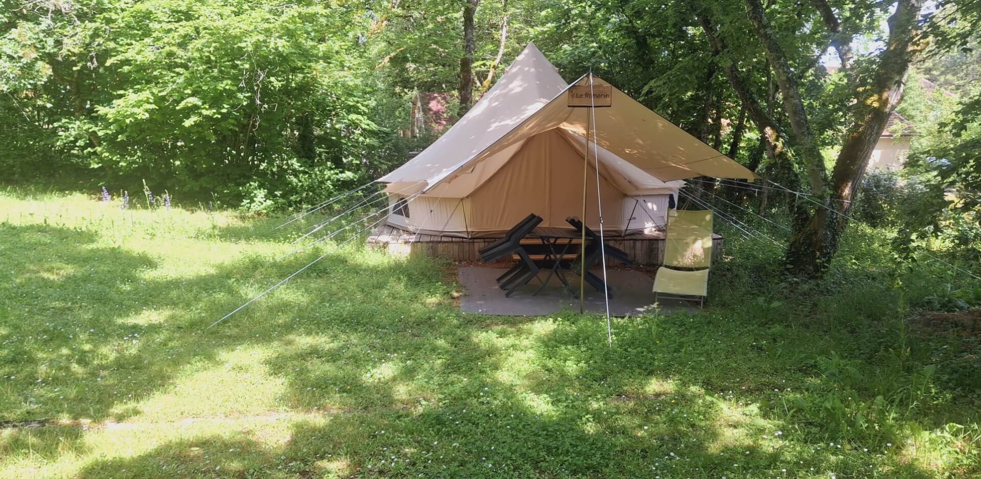 Sibley Tent, unique accommodation in the Lot, available to rent at Le Bel Air campsite in the Lot