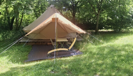 Tente Sibley en location au camping dans le Lot, Le Bel Air, au cœur du Quercy